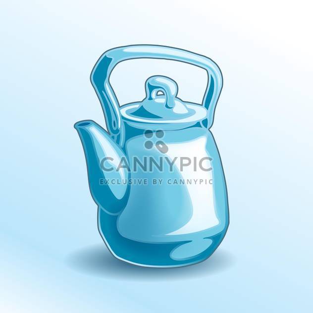 Vector illustration of iron blue teapot on blue background - vector gratuit #125921 