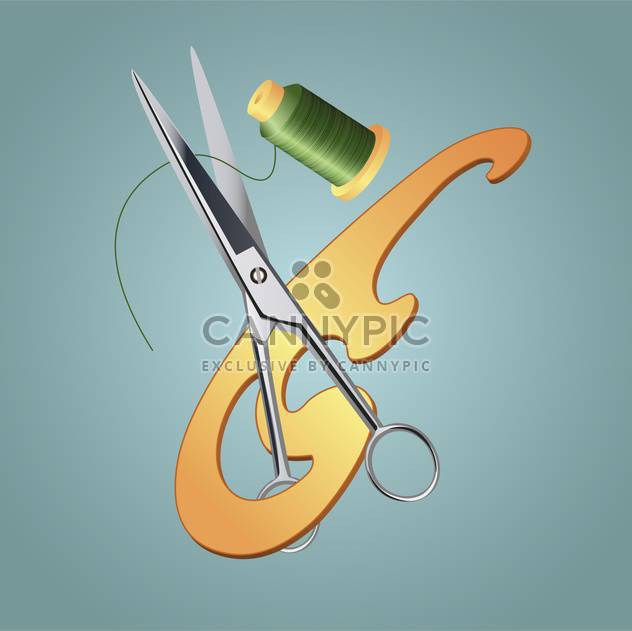 Vector illustration of sewing tools on grey background - Free vector #125981