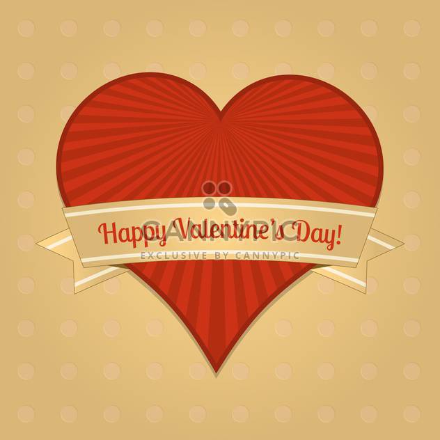 valentine card with big red heart and text place - vector gratuit #126041 