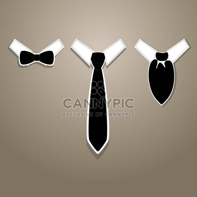 Vector illustration of tie and bow tie with neckerchief on grey background - Free vector #126081