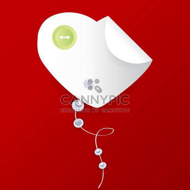 Vector white heart with button and pearls on red background - Free vector #126151