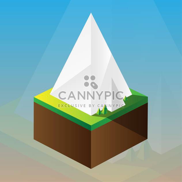 square maquette of mountains on blue background - vector gratuit #126191 
