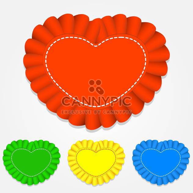 Vector set of color heart shaped labels on white background - vector gratuit #126291 