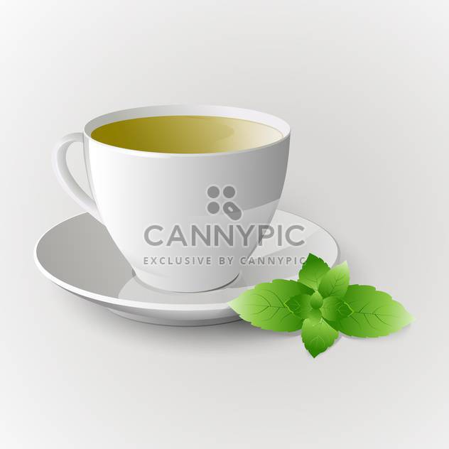 Vector cup of green tea on white background - Free vector #126311