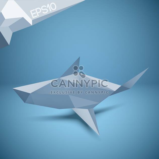Vector illustration of origami paper shark on blue background - vector gratuit #126331 