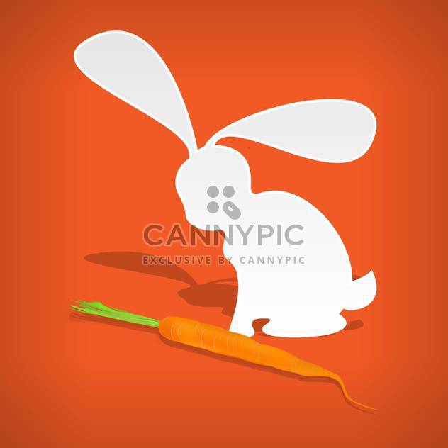Vector illustration of white fluffy rabbit with carrot on orange background - Free vector #126341