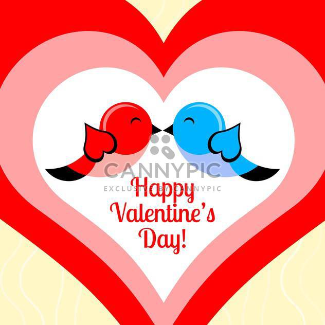 Vector card for Valentine's day with birds and hearts - vector #126481 gratis