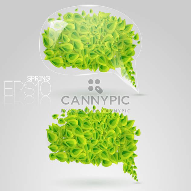 speech bubbles of green leaves on grey background - vector gratuit #126971 