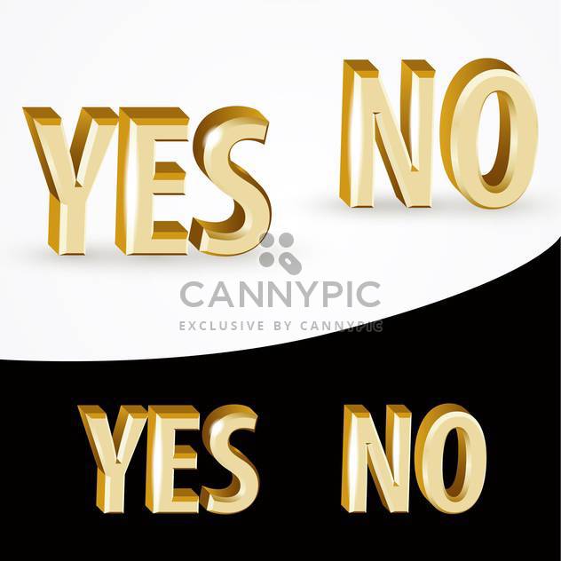 Vector gold Yes and No signs on black and white background - vector #127011 gratis