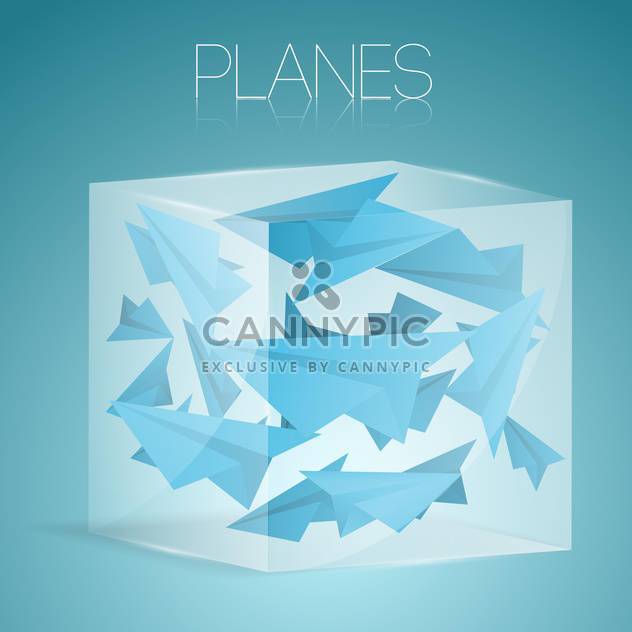 vector illustration of paper airplane in glass box - Free vector #127061