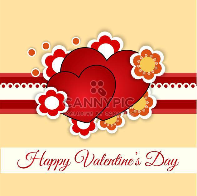 Vector greeting card with hearts and flowers for Valentine's day - Free vector #127081