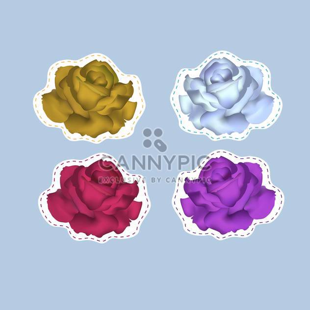 Vector illustration of colorful roses on blue background - Free vector #127091