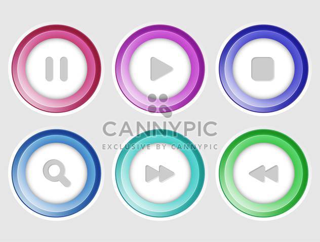 vector collection of media colorful buttons - vector gratuit #127421 