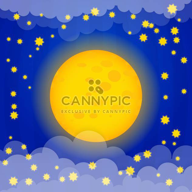 Moon with yellow stars on blue sky background - бесплатный vector #127441