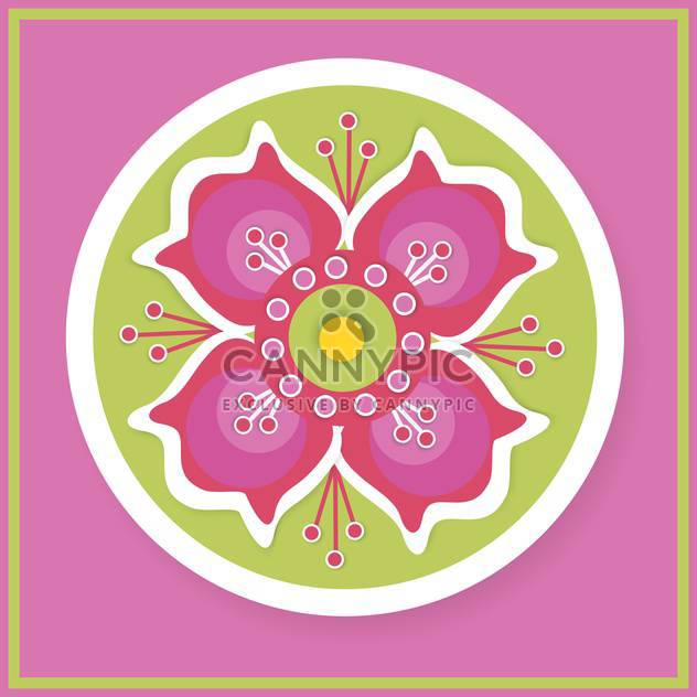 Floral round shaped vector pattern on pink background - vector #127471 gratis