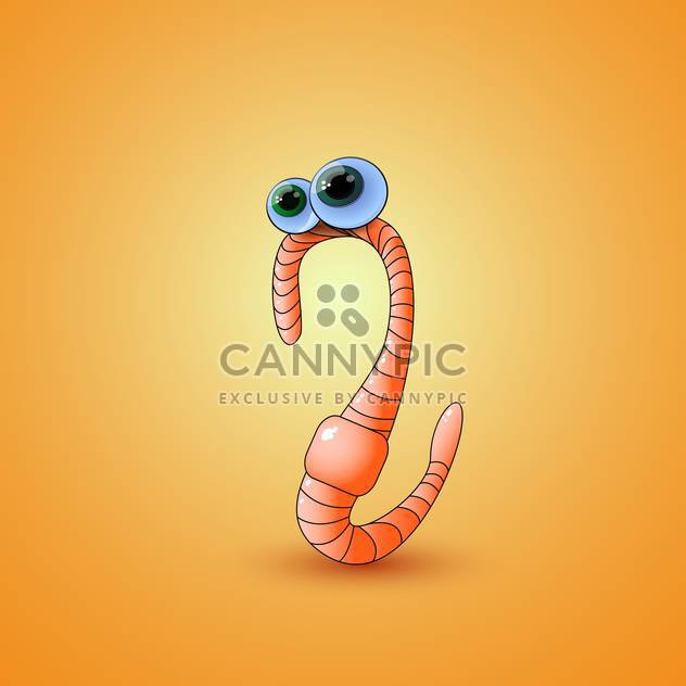 vector illustration of cartoon earthworm on orange background - vector #127731 gratis