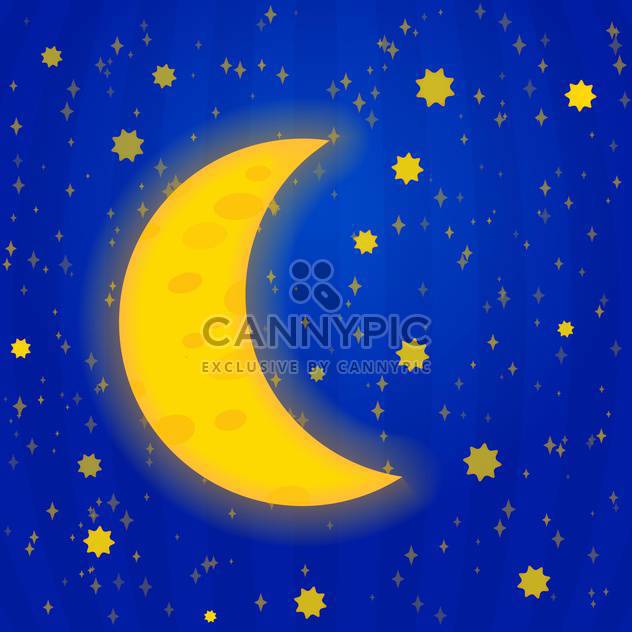 colorful illustration of big yellow moon on blue night sky - Kostenloses vector #127751