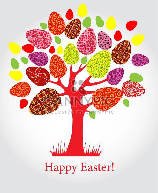 holiday background with easter tree and eggs - бесплатный vector #128061