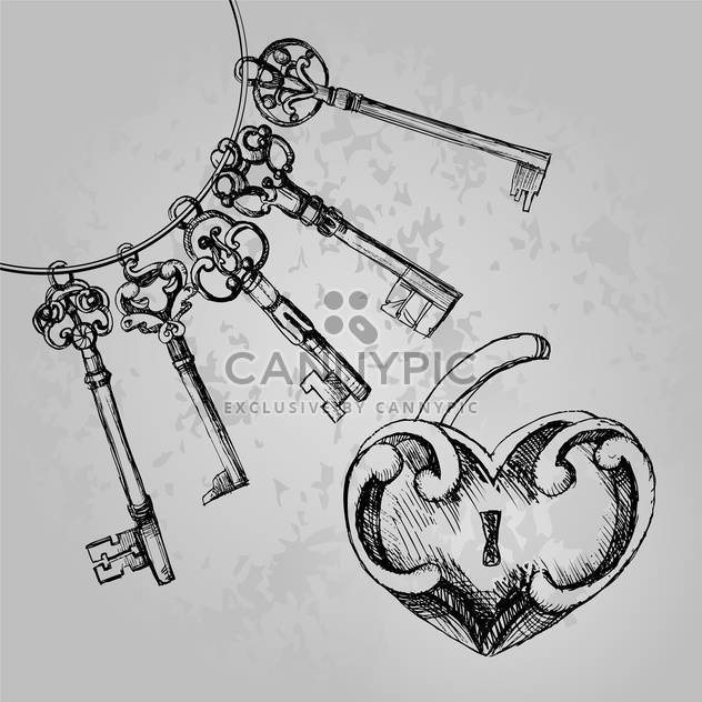 Heart shaped lock with keys background - vector #128221 gratis