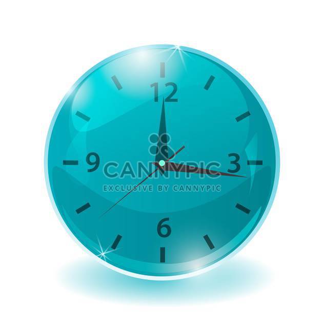 Vector illustration of blue clock on white background - vector #128631 gratis