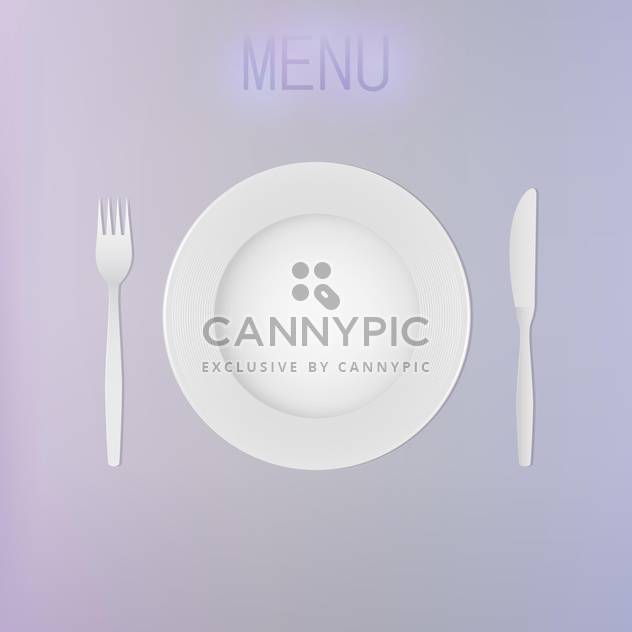 Vector illustration of empty dinner plate, knife and fork set - Free vector #128671