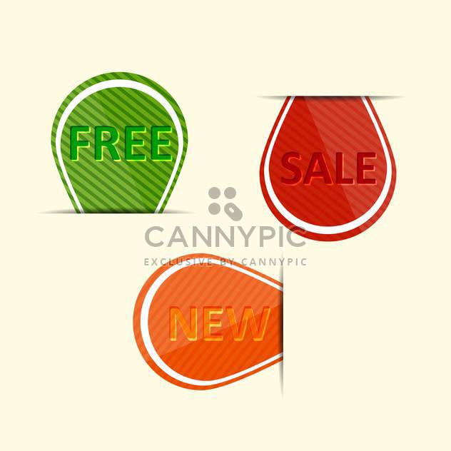 Vector set of colorful labels - sale, new, free - Free vector #128691