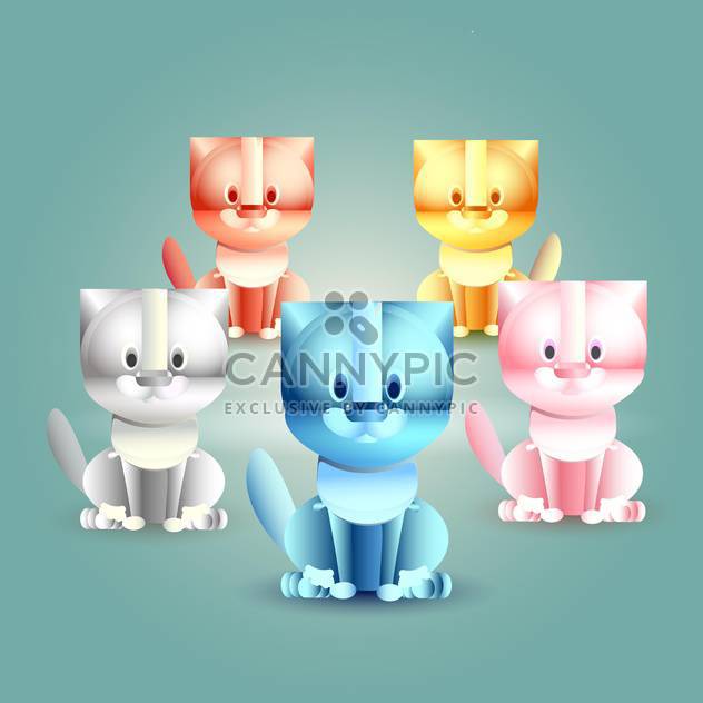 Vector illustration of five funny colorful cats - vector gratuit #128701 