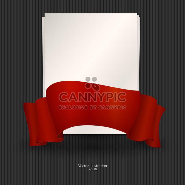 Vector illustration of sheet of paper with red ribbon. - vector #128741 gratis