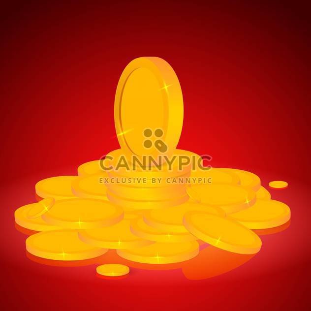 Vector illustration of stacks of gold coins on red background - vector gratuit #128751 