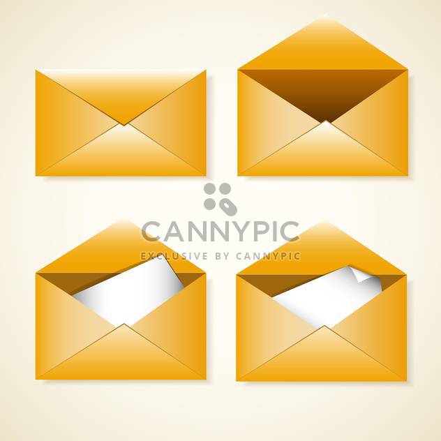 Vector set of four yellow envelopes - Free vector #128791