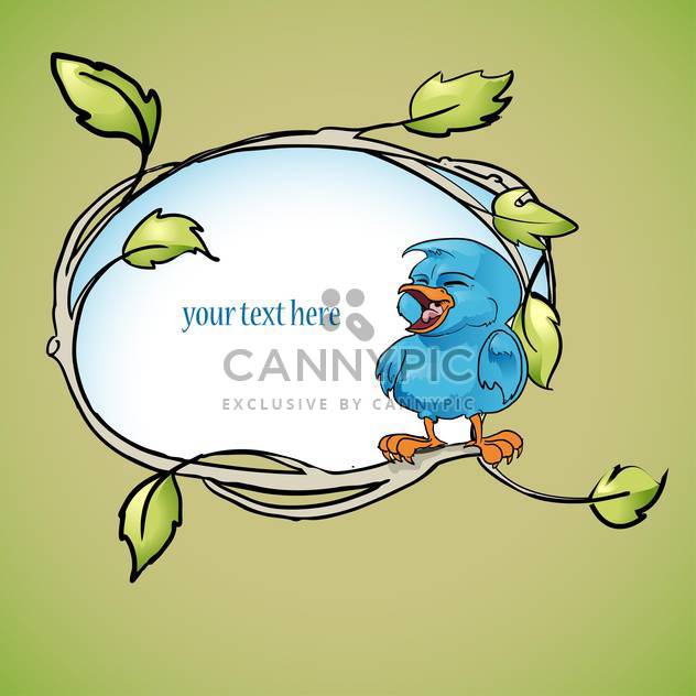 vector floral frame with blue bird - Free vector #129081