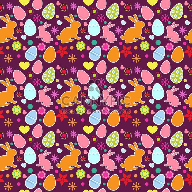 easter holiday eggs, flowers and bunnies pattern - бесплатный vector #129091