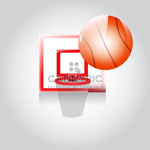 Vector basketball net and ball on grey background - Free vector #129391