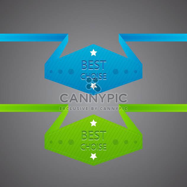 Vector blue and green best choice labels on gray background - vector gratuit #129401 