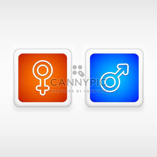 Vector set of male and female square buttons on gray background - vector gratuit #129491 