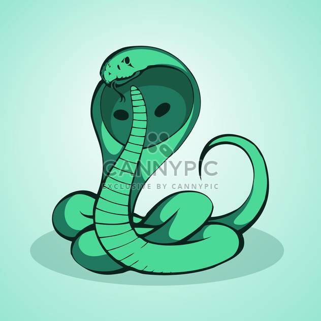 Vector illustration of green cobra on green background - vector gratuit #129571 