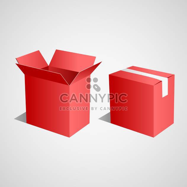 Vector illustration of open and closed red boxes on gray background - vector #129651 gratis