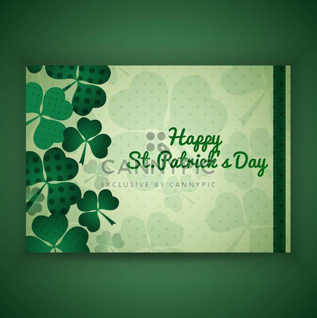 Vector green St Patricks day greeting card with clover leaves - vector #129681 gratis