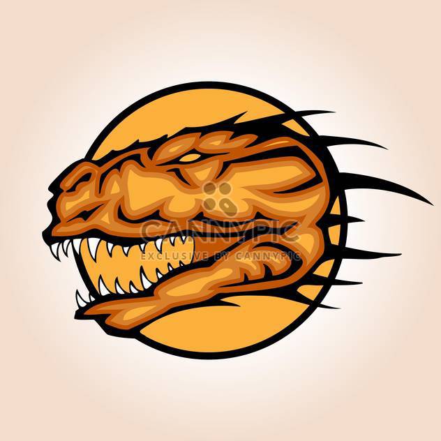 Vector illustration of dinosaur head inside circle on orange background - Free vector #129731