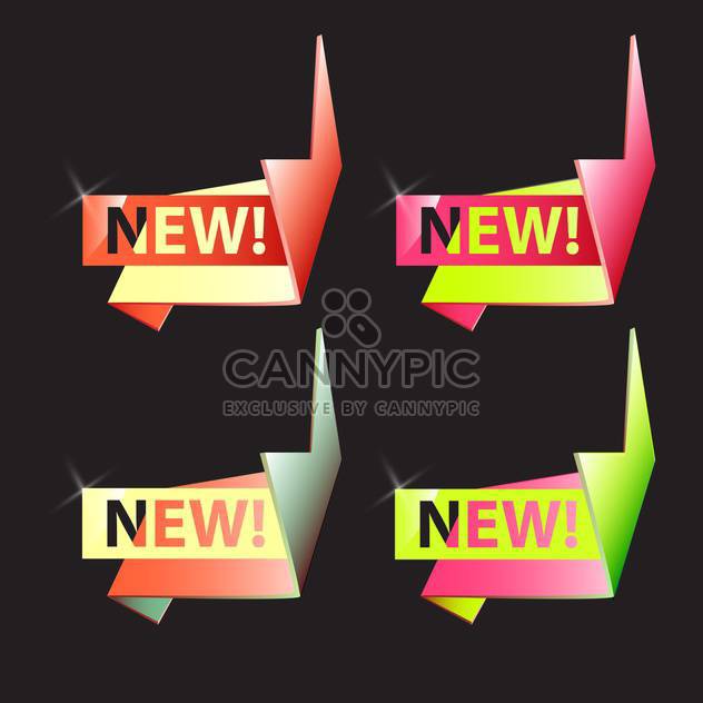 Vector origami new banners set with ribbons on black background - Free vector #129801