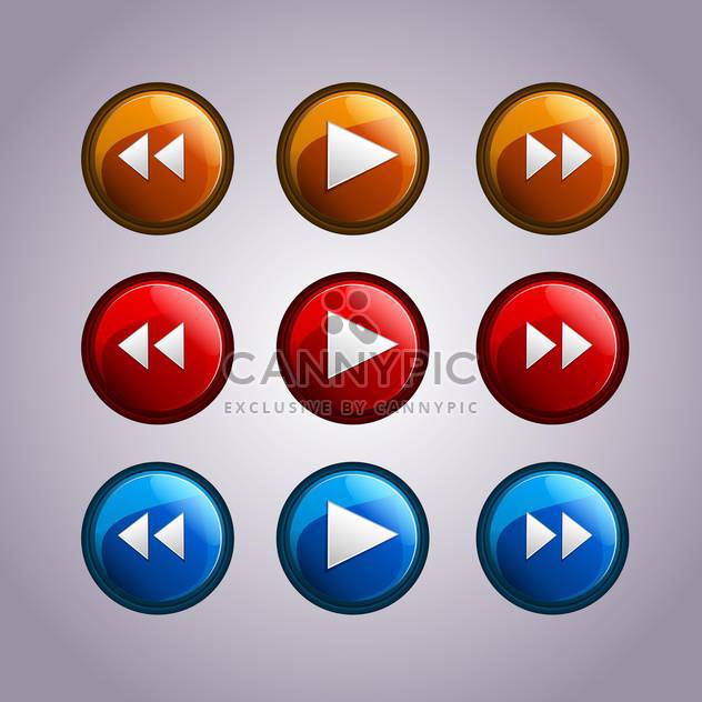 Vector set of colorful media symbol buttons - vector gratuit #129841 