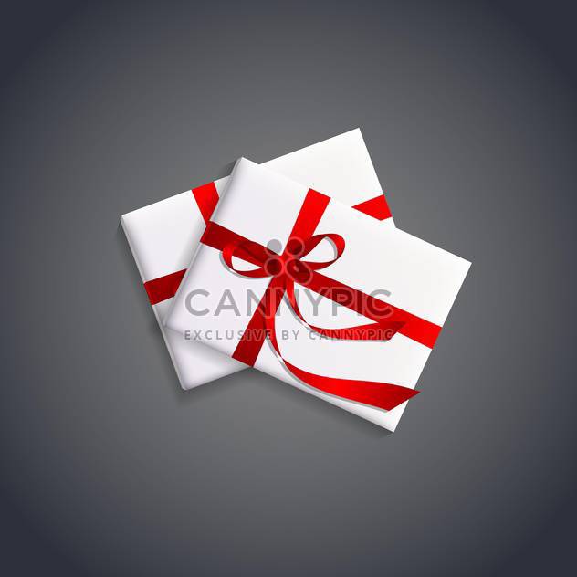 Vector illustration of gift boxes with red ribbons on gray background - Free vector #129861