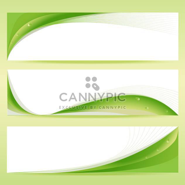 Vector set of green floral banners with water drops - Free vector #129901
