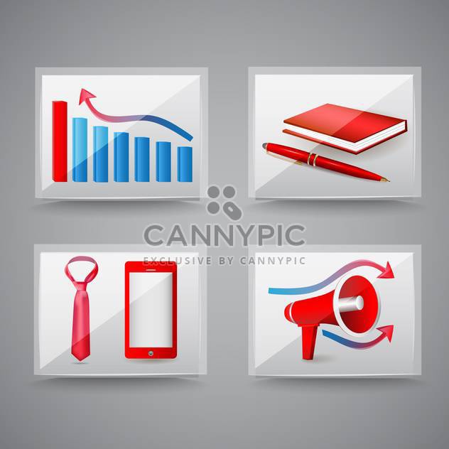 Business and office icons on grey background - vector gratuit #130001 