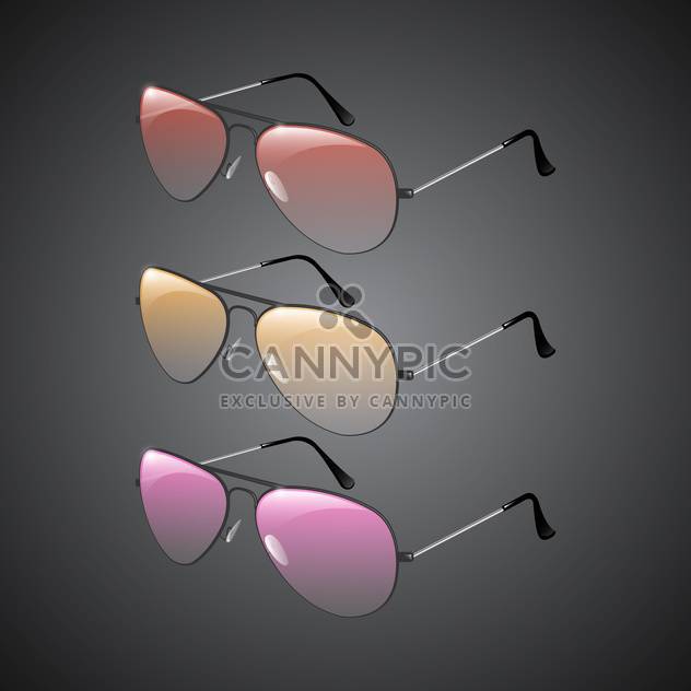 Vector illustration of sunglasses on black background - vector gratuit #130211 