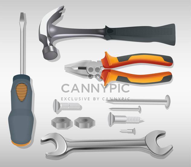 vector illustration of Tools on grey background - vector gratuit #130591 