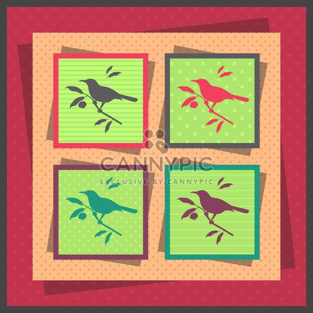 Set of four birds cards vector illustration - Free vector #131001
