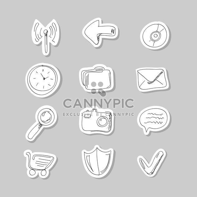 Funny hand-drawn icons set vector illustration - Free vector #131261