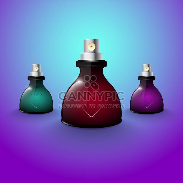 Perfume bottles set on bright purple background - vector gratuit #132211 