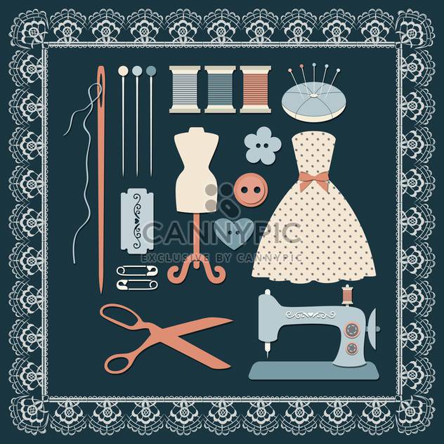 sewing craft icons set - vector gratuit #132641 